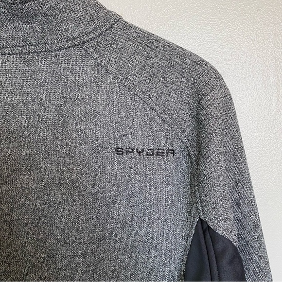 Spyder Sweater Mens Size Medium Pullover Half Zip Mock Neck Fleece Gray Black - Picture 5 of 10